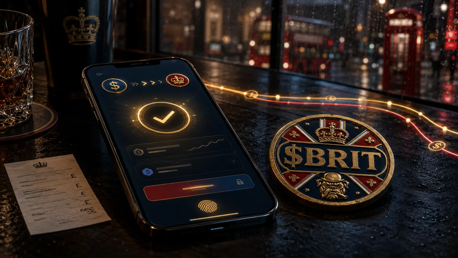 BRIT wallet interface concept with secure trading rails